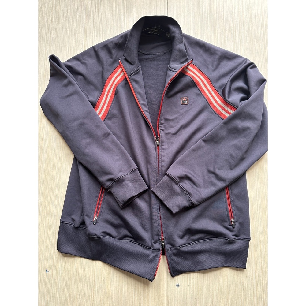 Eddie Bauer Track Jacket Mens Medium‎ Navy Blue Stretch Raglan Sleeve Full Zip